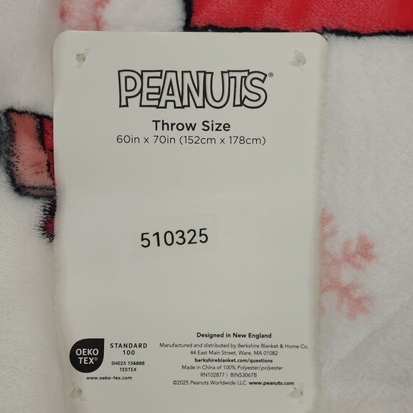 Peanuts Snoopy Woodstock Holiday Pet Throw Blanket Extra Long 60"x70" Berkshire - Picture 5 of 11